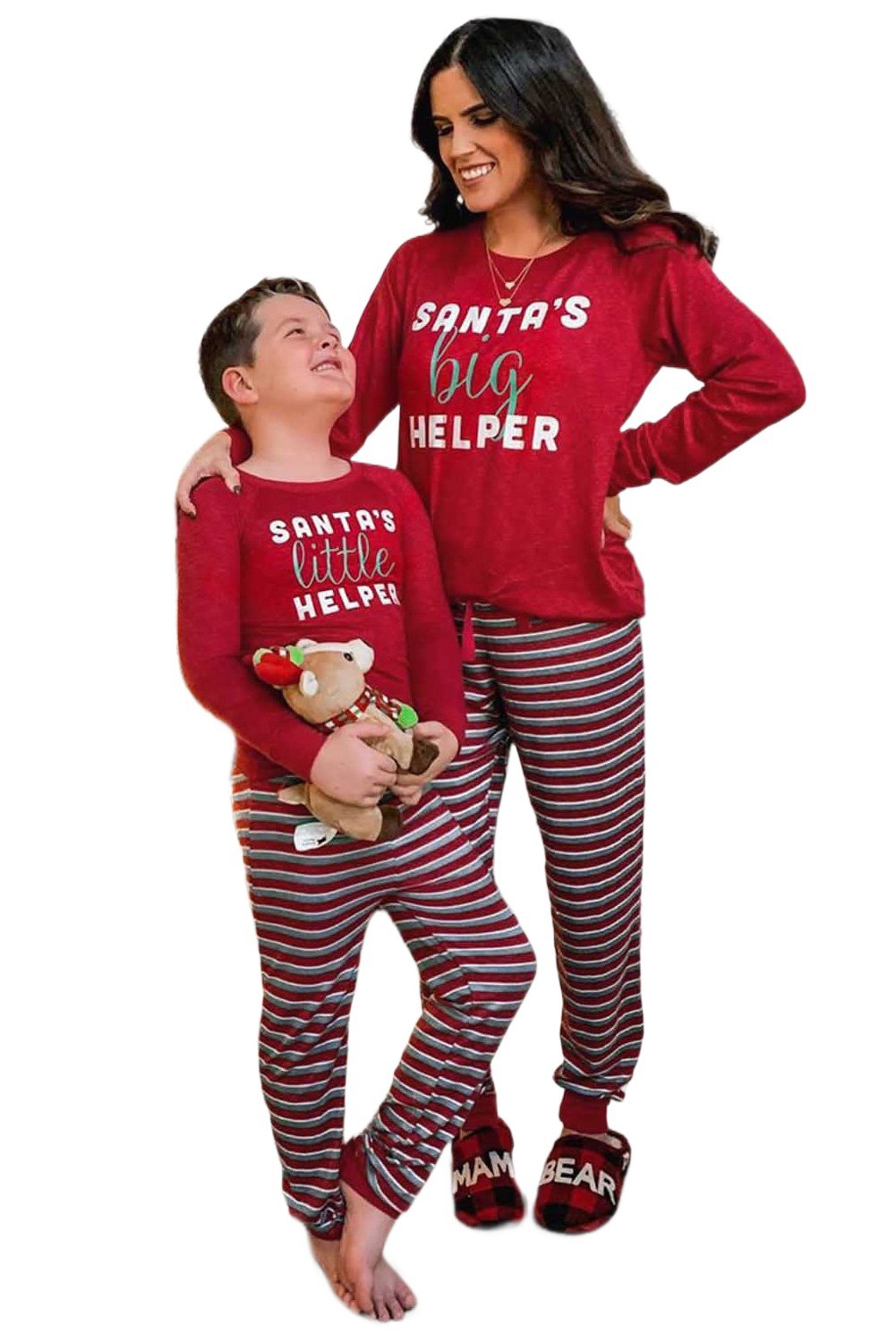 SANTA'S big HELPER Print Mama's Holiday Home Loungewear Set