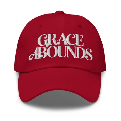 Embroidered Adjustable Baseball Cap - Grace Abounds - F/b