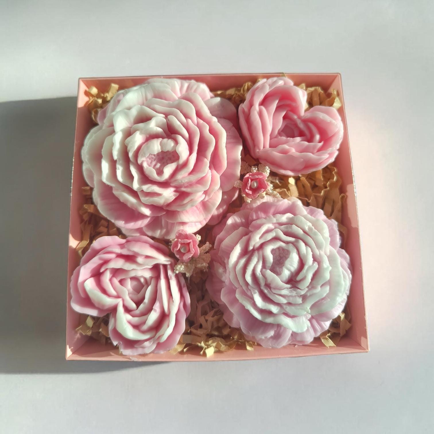 Handmade Floral Soap Gift Set, Goat Milk Luxury Spa Gift, Decorative Flower Soaps