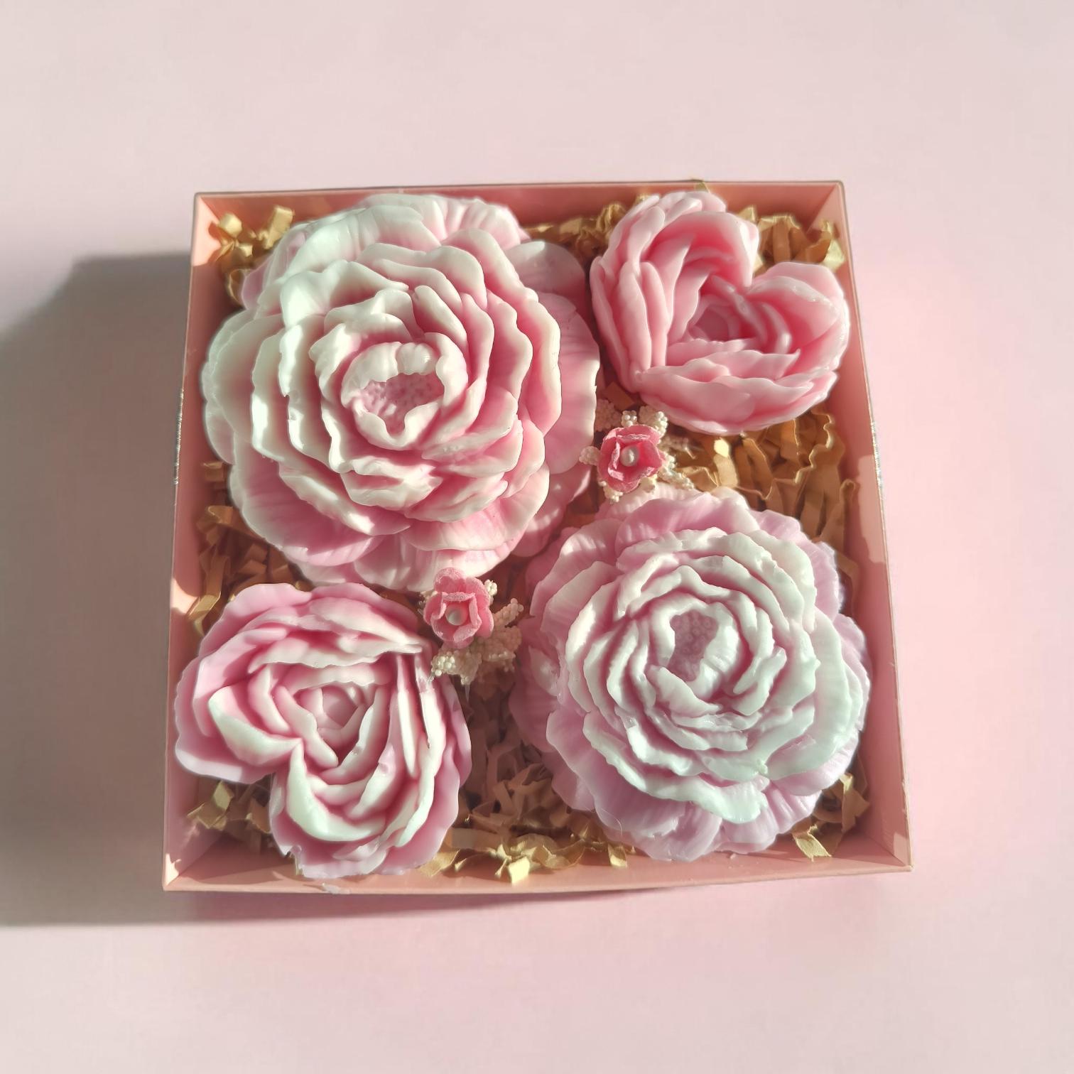 Handmade Floral Soap Gift Set, Goat Milk Luxury Spa Gift, Decorative Flower Soaps