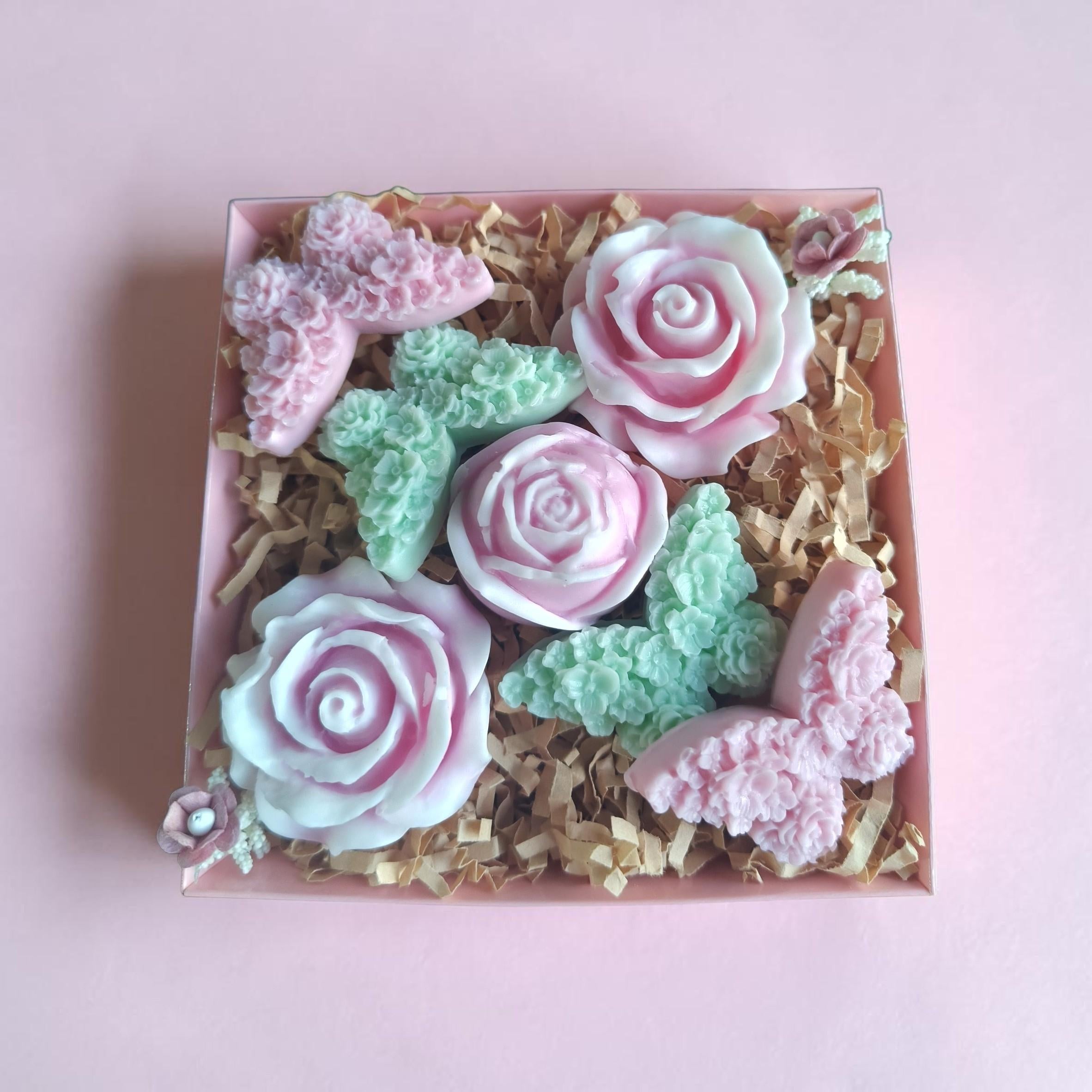 Handmade Floral Soap Gift Set, Goat Milk Luxury Spa Gift, Decorative Flower Soaps