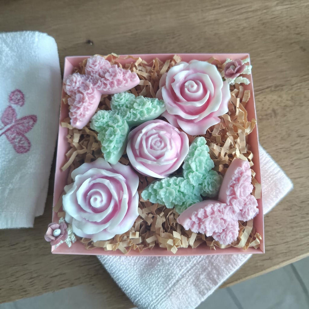 Handmade Floral Soap Gift Set, Goat Milk Luxury Spa Gift, Decorative Flower Soaps