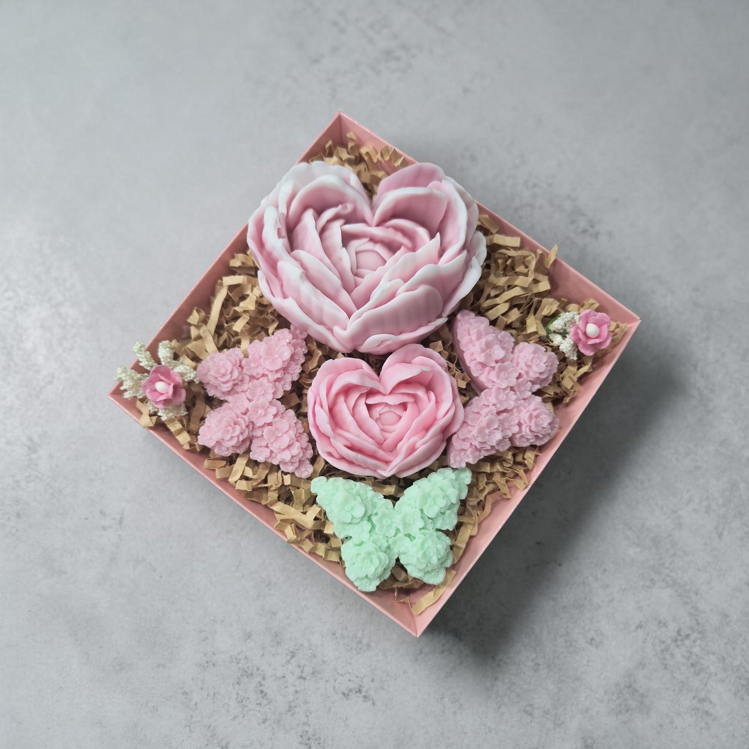 Handmade Floral Soap Gift Set, Goat Milk Luxury Spa Gift, Decorative Heat Soaps