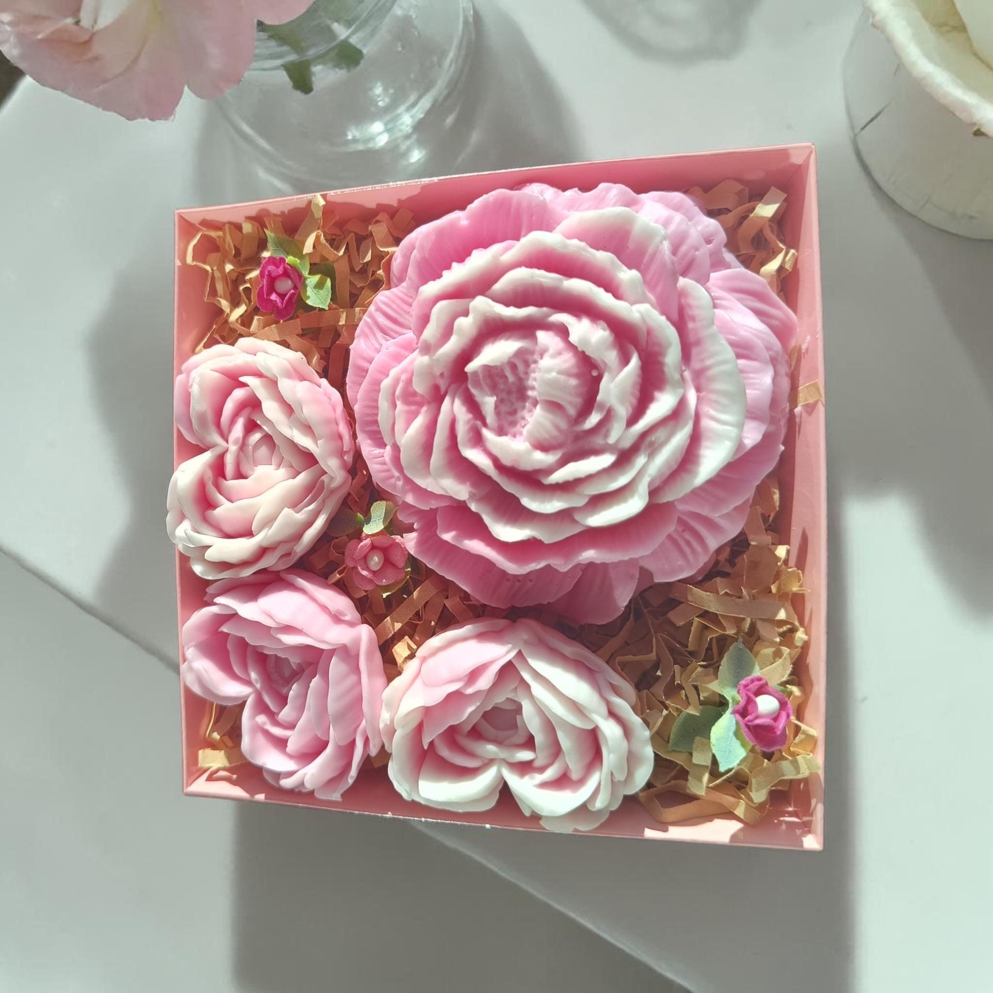 Handmade Floral Soap Gift Set, Goat Milk Luxury Spa Gift, Decorative Flower Soaps