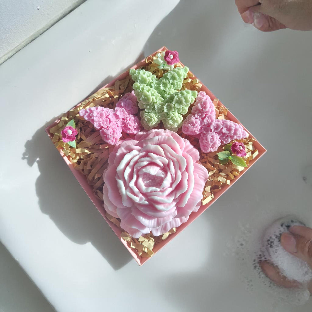 Handmade Floral Soap Gift Set, Goat Milk handmade soap gift, Decorative Butterfly Soaps
