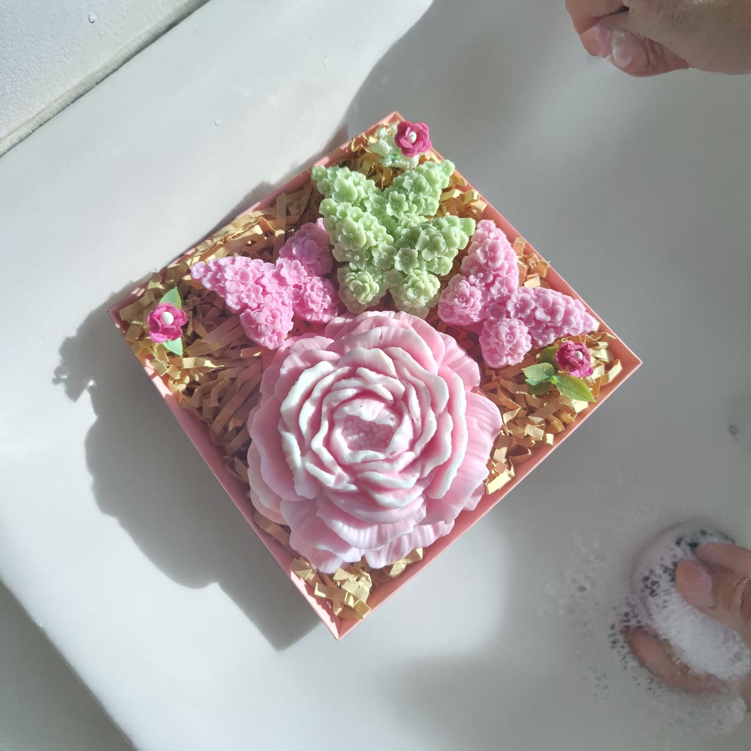 Handmade Floral Soap Gift Set, Goat Milk handmade soap gift, Decorative Butterfly Soaps