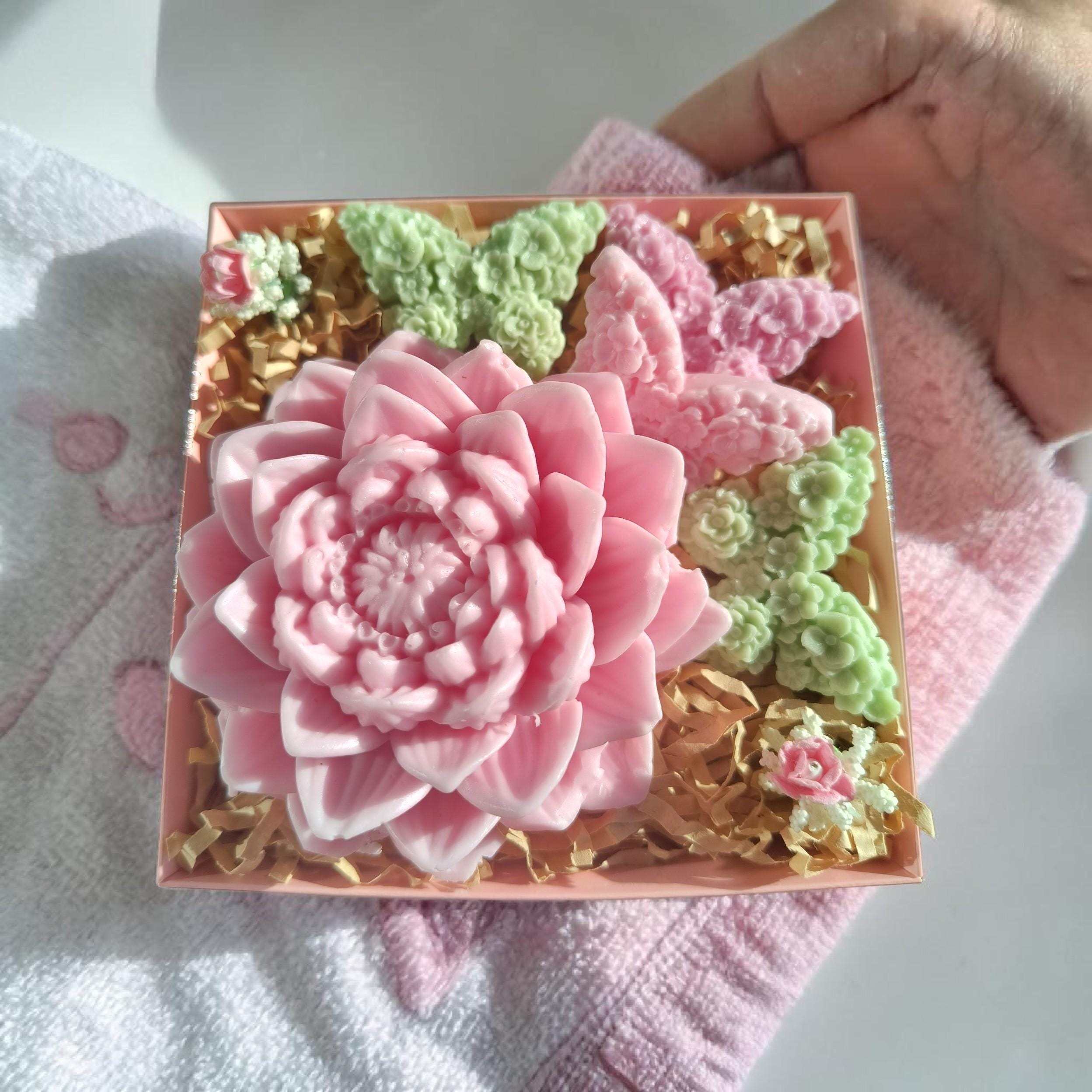 Handmade Floral Soap Gift Set, Goat Milk Luxury Spa Gift, Decorative Flower Butterfly Soaps