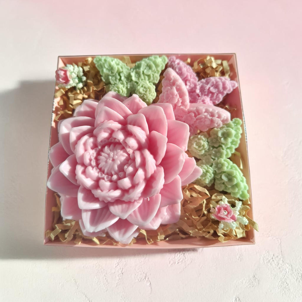 Handmade Floral Soap Gift Set, Goat Milk Luxury Spa Gift, Decorative Flower Butterfly Soaps