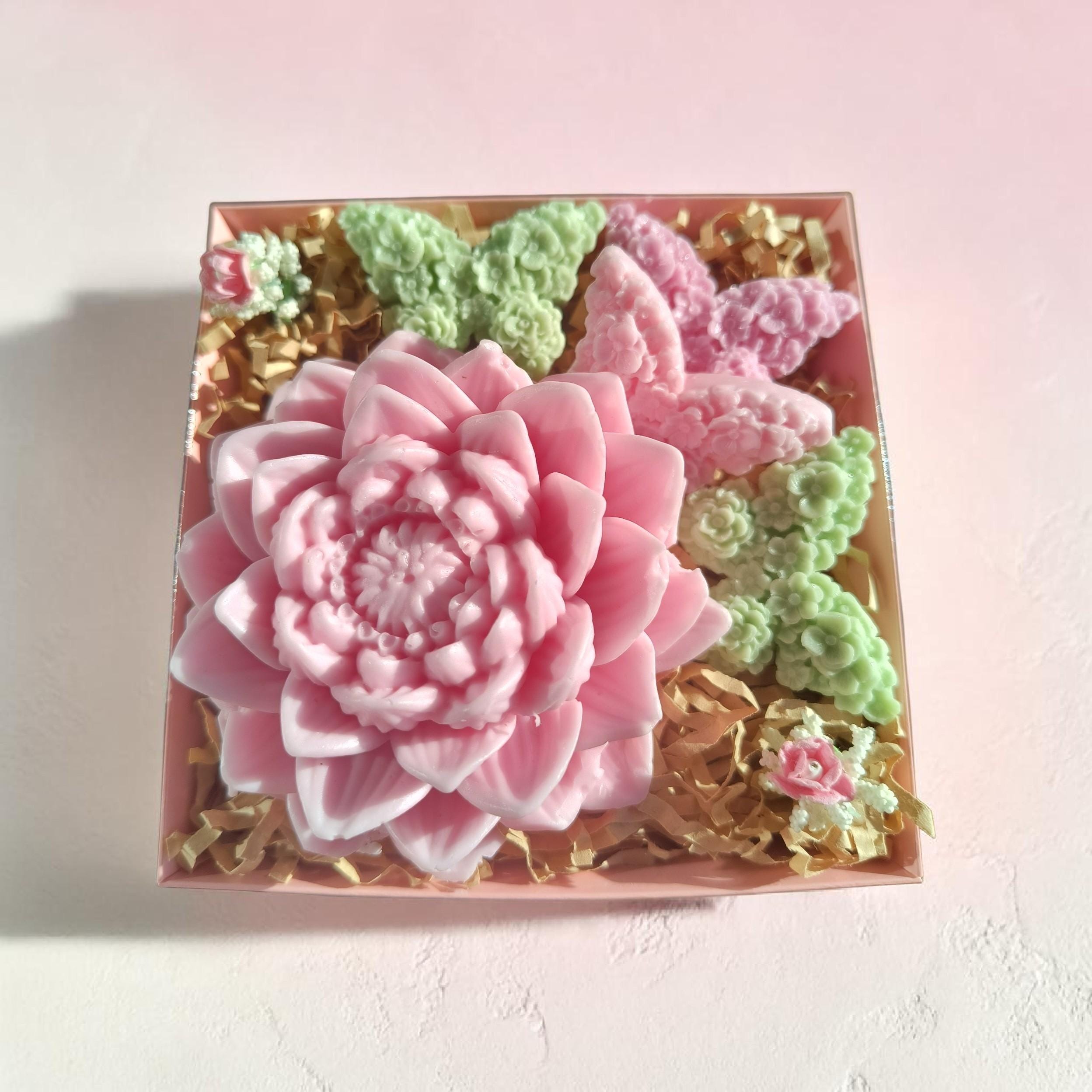 Handmade Floral Soap Gift Set, Goat Milk Luxury Spa Gift, Decorative Flower Butterfly Soaps