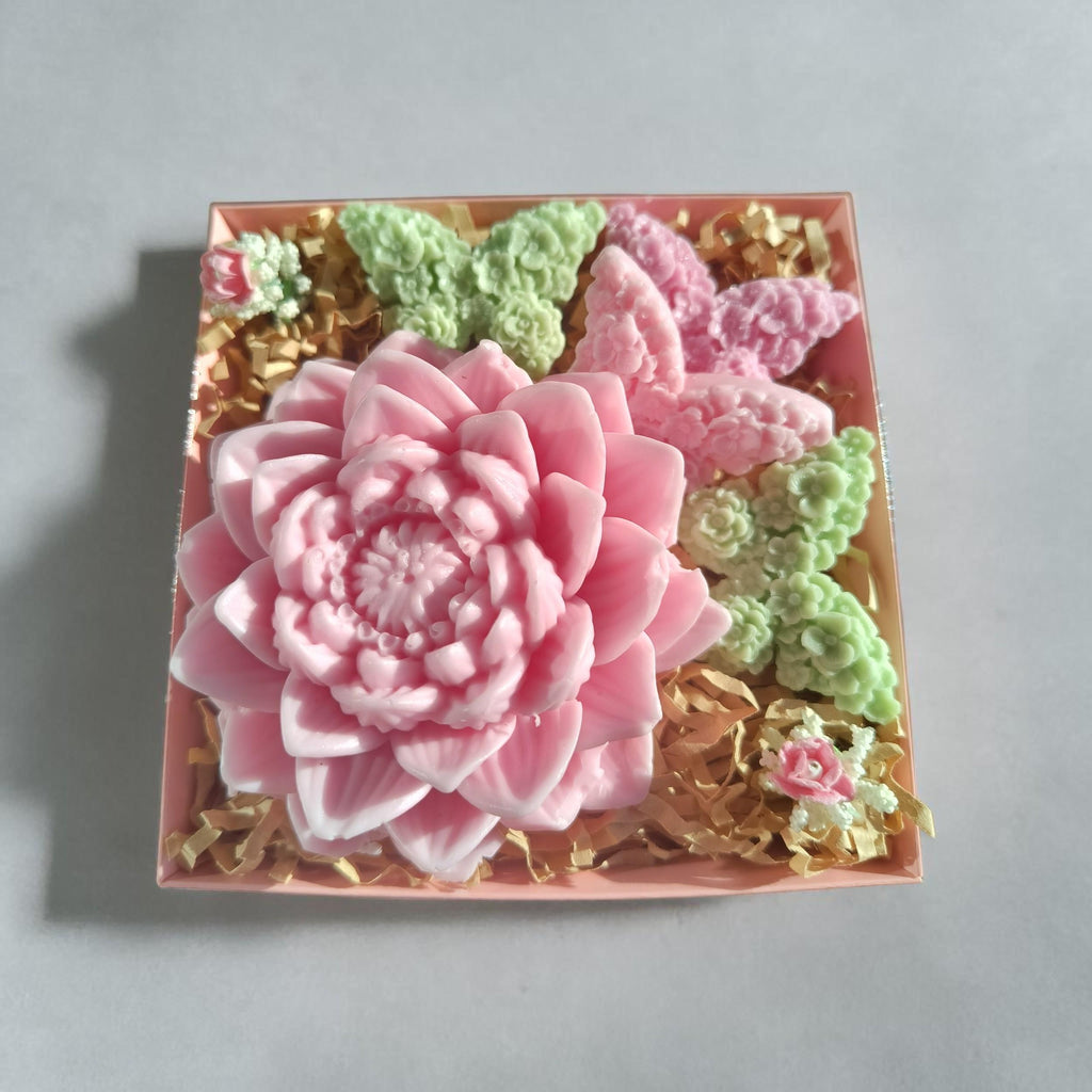 Handmade Floral Soap Gift Set, Goat Milk Luxury Spa Gift, Decorative Flower Butterfly Soaps