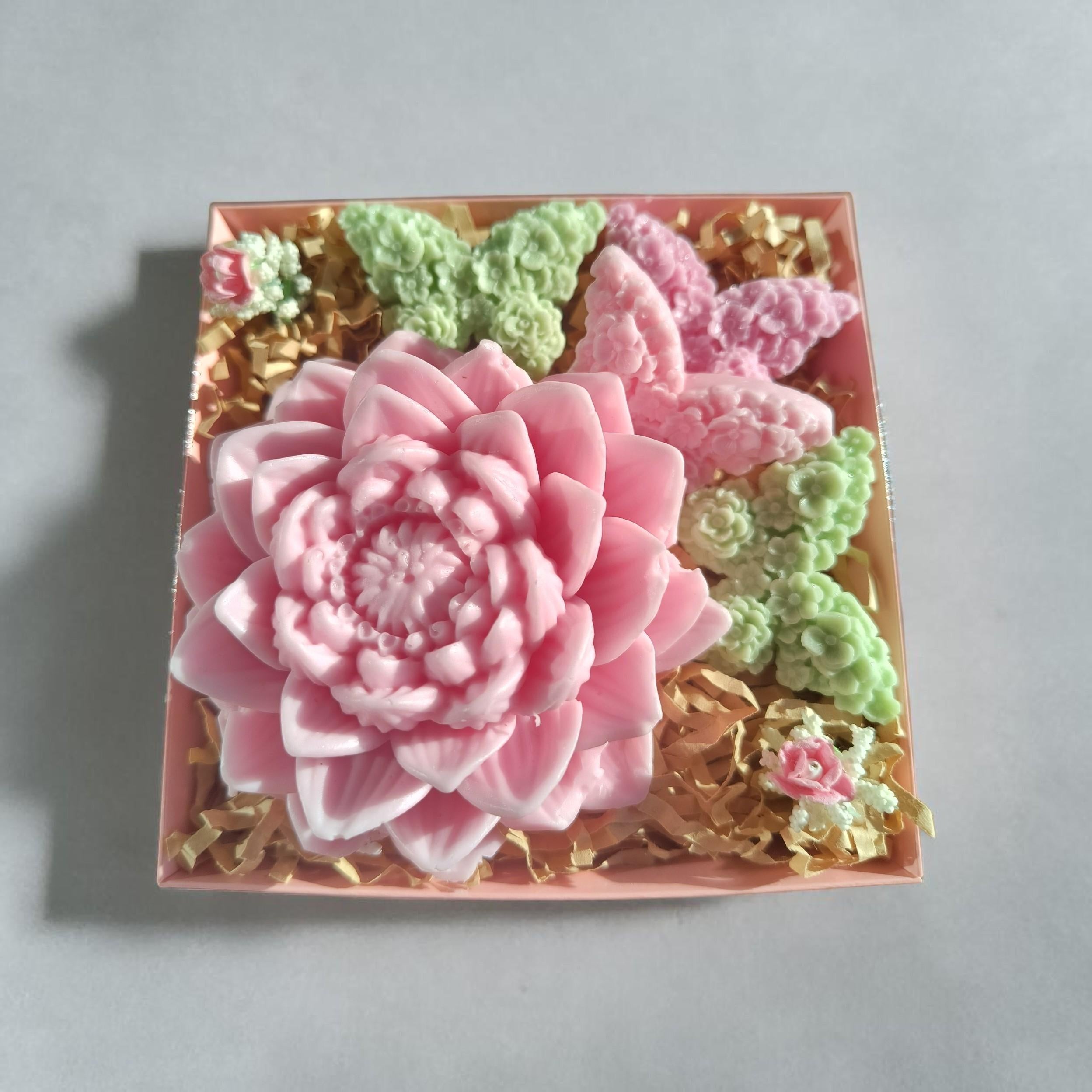 Handmade Floral Soap Gift Set, Goat Milk Luxury Spa Gift, Decorative Flower Butterfly Soaps