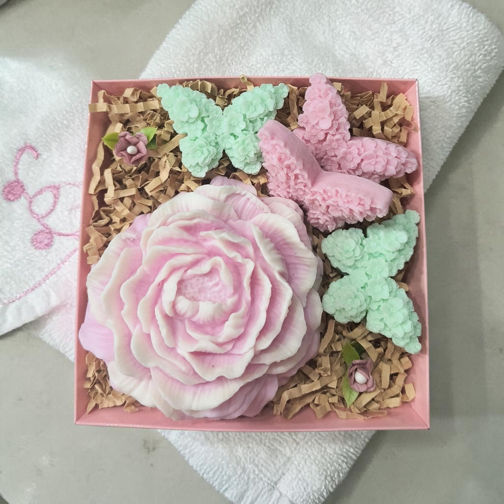 Handmade Floral Soap Gift Set, Goat Milk Luxury Spa Gift, Decorative Flower Butterfly Soaps