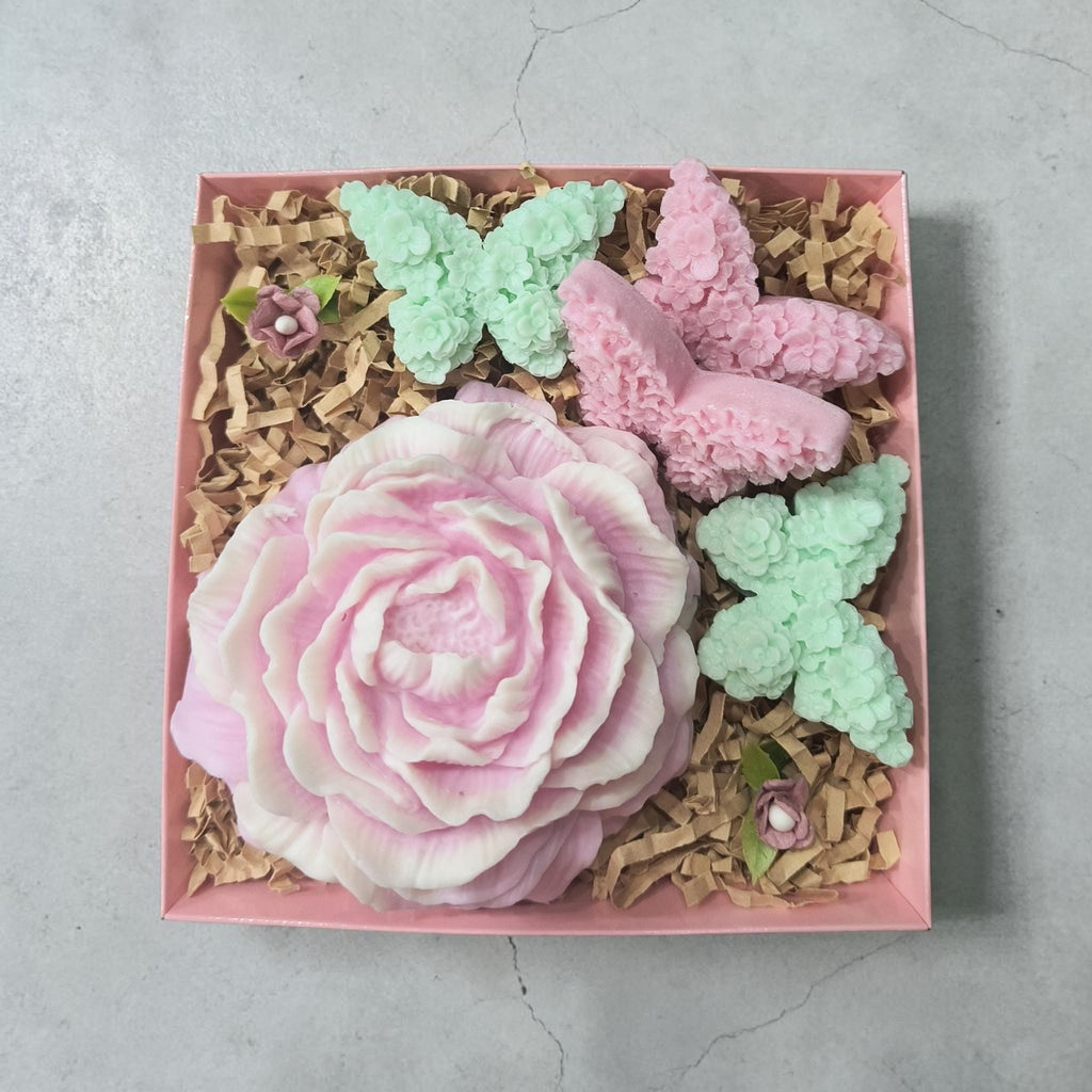 Handmade Floral Soap Gift Set, Goat Milk Luxury Spa Gift, Decorative Flower Butterfly Soaps