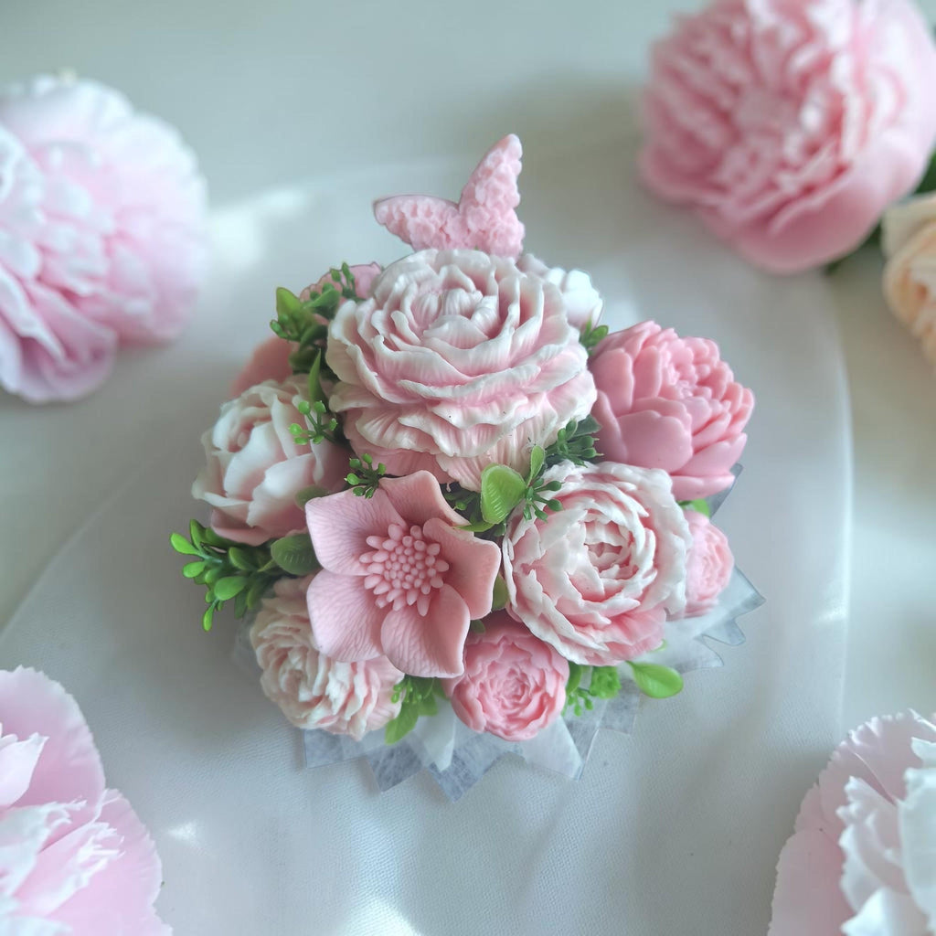 Blush Pink Soap Flower Bouquet – Handmade Soap Arrangement - Pink Soap Bouquet