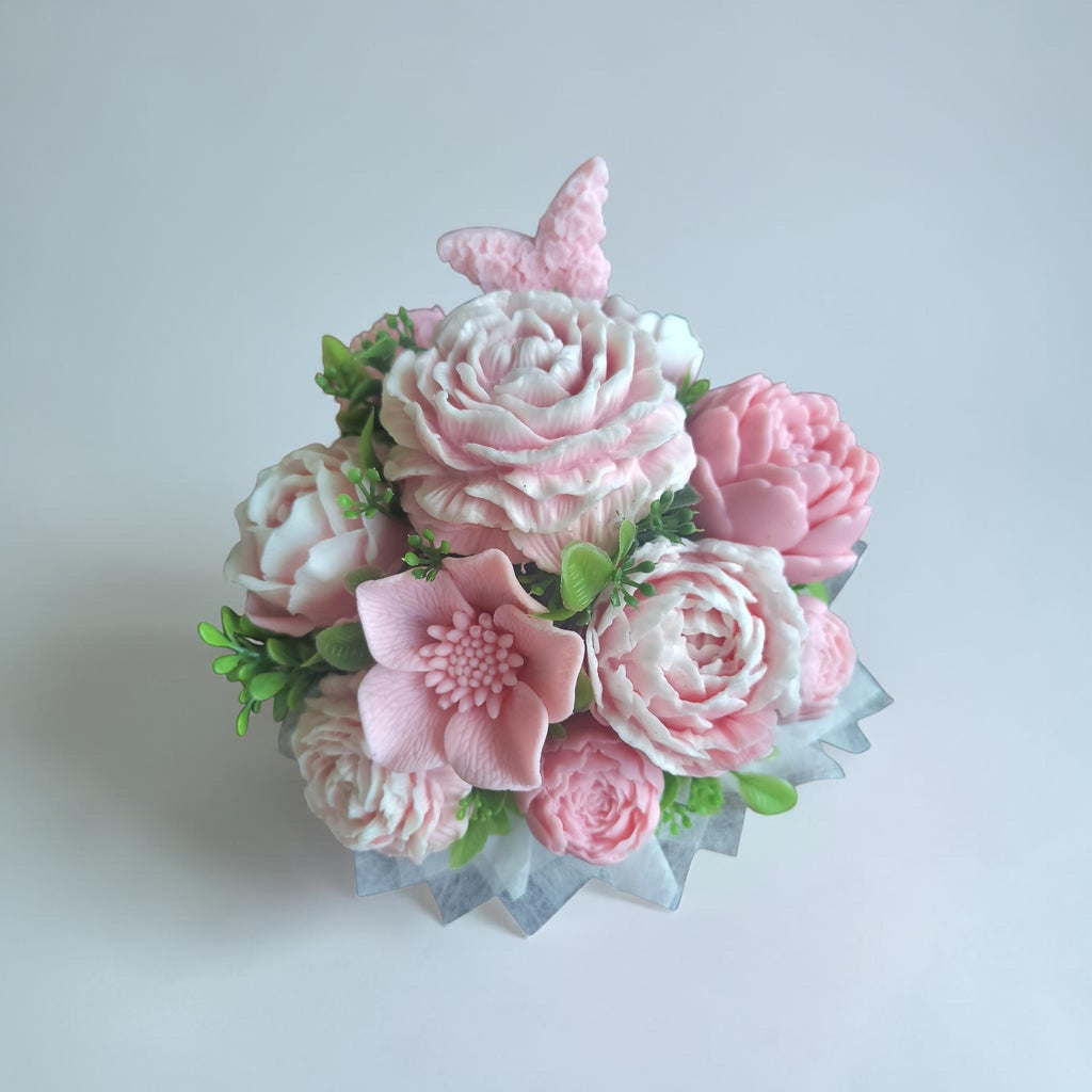 Blush Pink Soap Flower Bouquet – Handmade Soap Arrangement - Pink Soap Bouquet