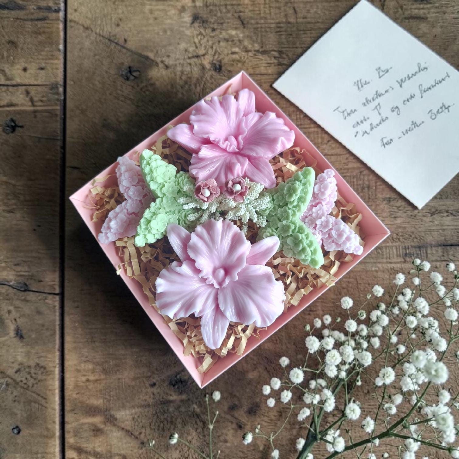 Handmade Orchid Soap Gift Set, Decorative Flower Soap Gift, Orchid and Butterflies soap gift