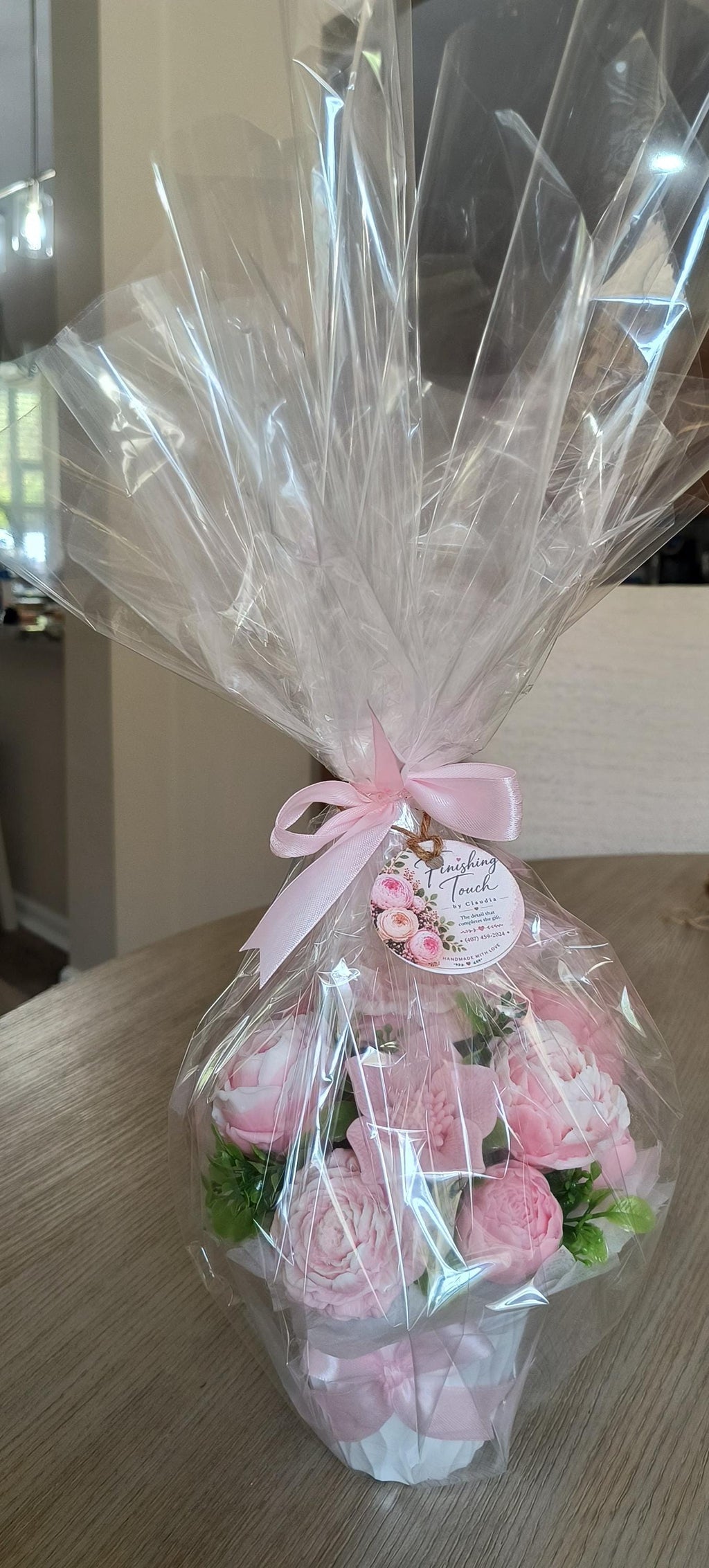Blush Pink Soap Flower Bouquet – Handmade Soap Arrangement - Pink Soap Bouquet