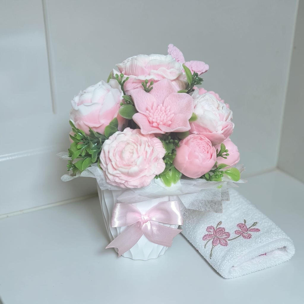 Blush Pink Soap Flower Bouquet – Handmade Soap Arrangement - Pink Soap Bouquet