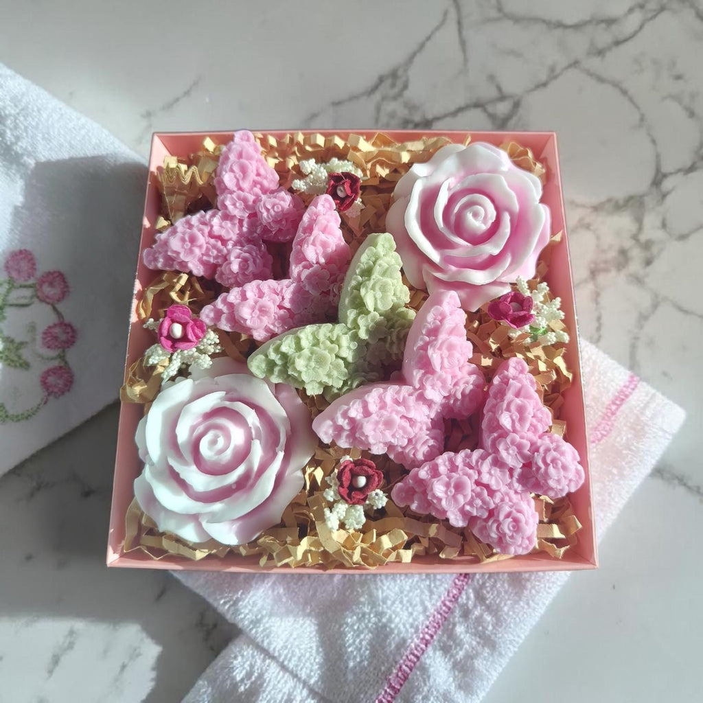 Handmade Floral Soap Gift Set, Goat Milk Luxury Spa Gift, Decorative Flower Soaps