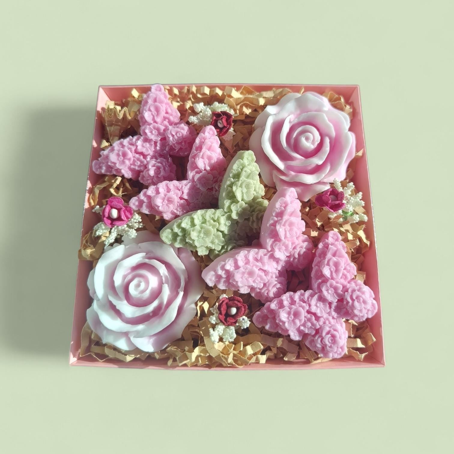 Handmade Floral Soap Gift Set, Goat Milk Luxury Spa Gift, Decorative Flower Soaps
