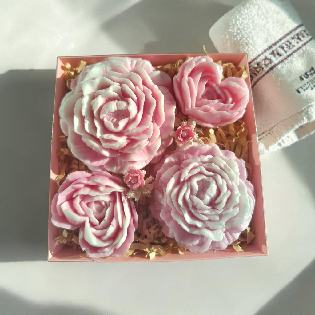 Handmade Floral Soap Gift Set, Goat Milk Luxury Spa Gift, Decorative Flower Soaps