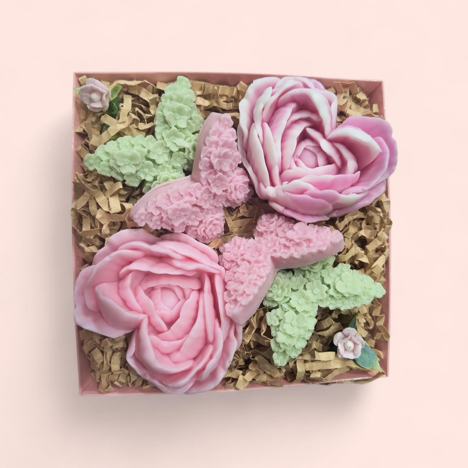 Handmade Floral Soap Gift Set, Luxury Spa Gift, Decorative Flower Soaps, Heart Shaped Soap, Butterflies Soap