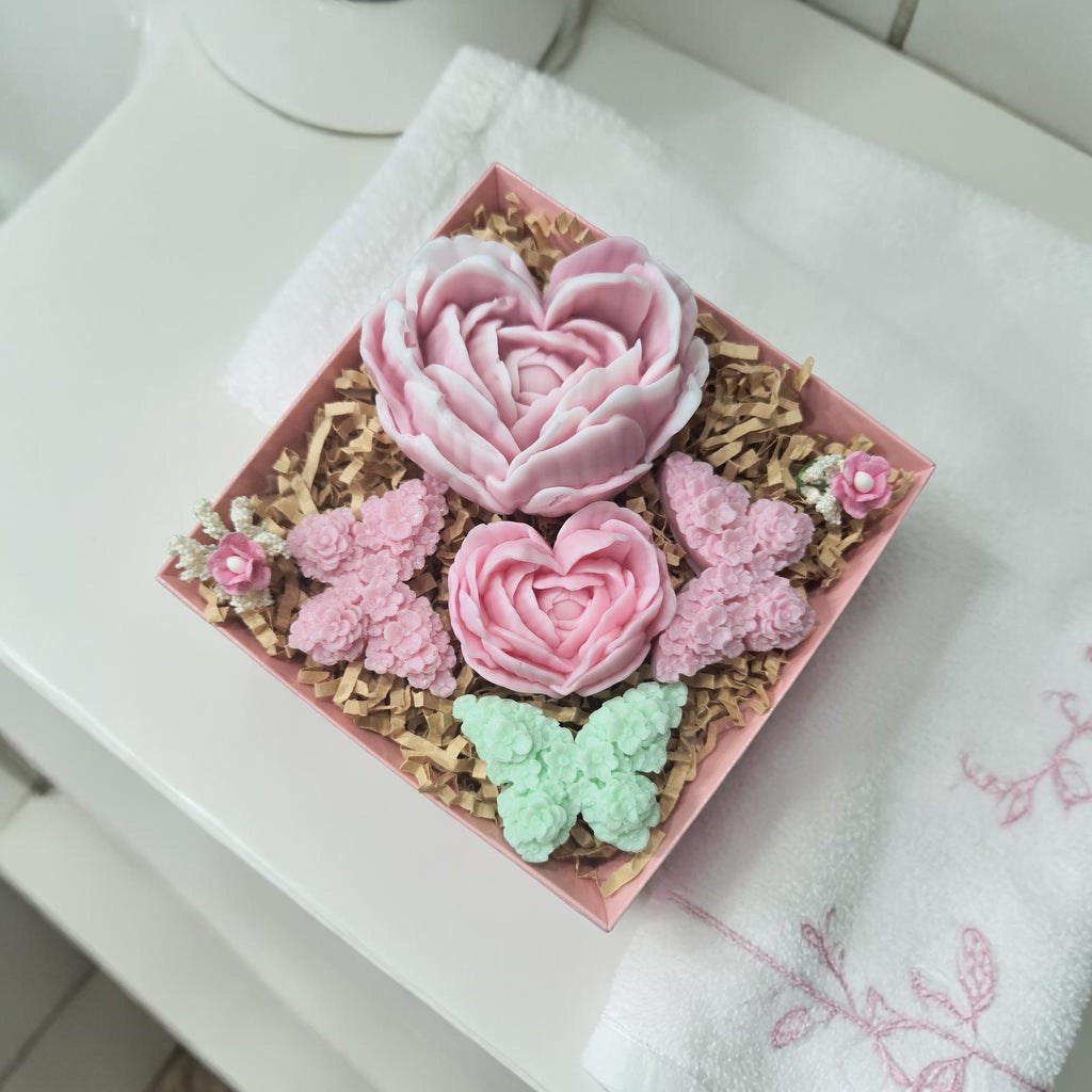 Handmade Floral Soap Gift Set, Goat Milk Luxury Spa Gift, Decorative Heat Soaps