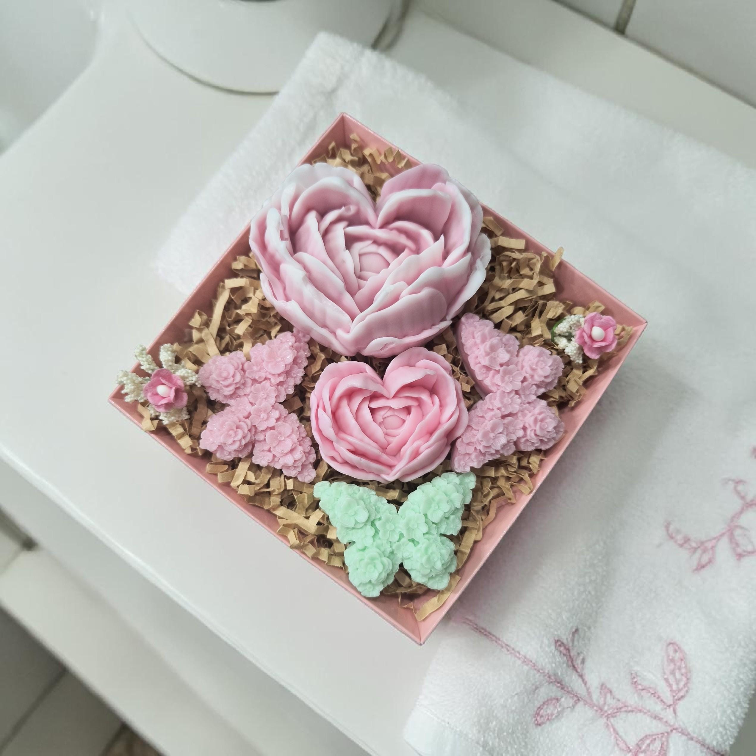 Handmade Floral Soap Gift Set, Goat Milk Luxury Spa Gift, Decorative Heat Soaps