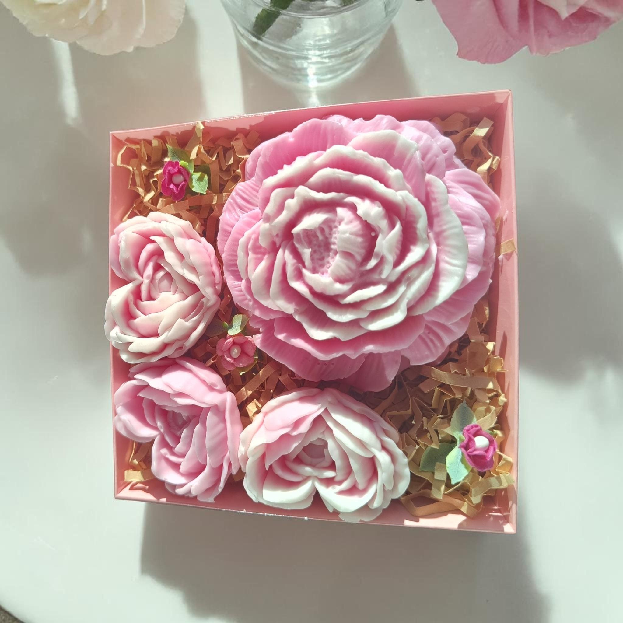 Handmade Floral Soap Gift Set, Goat Milk Luxury Spa Gift, Decorative Flower Soaps