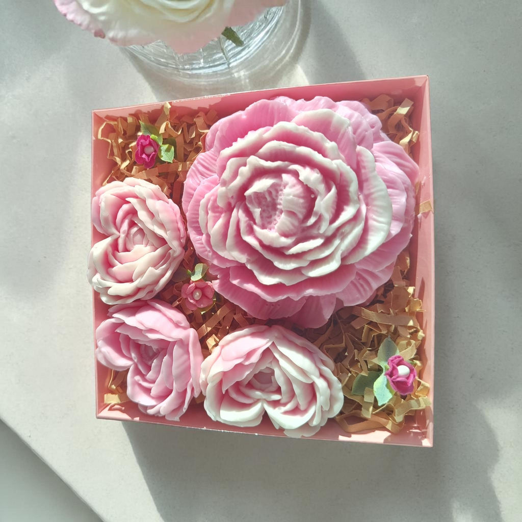 Handmade Floral Soap Gift Set, Goat Milk Luxury Spa Gift, Decorative Flower Soaps