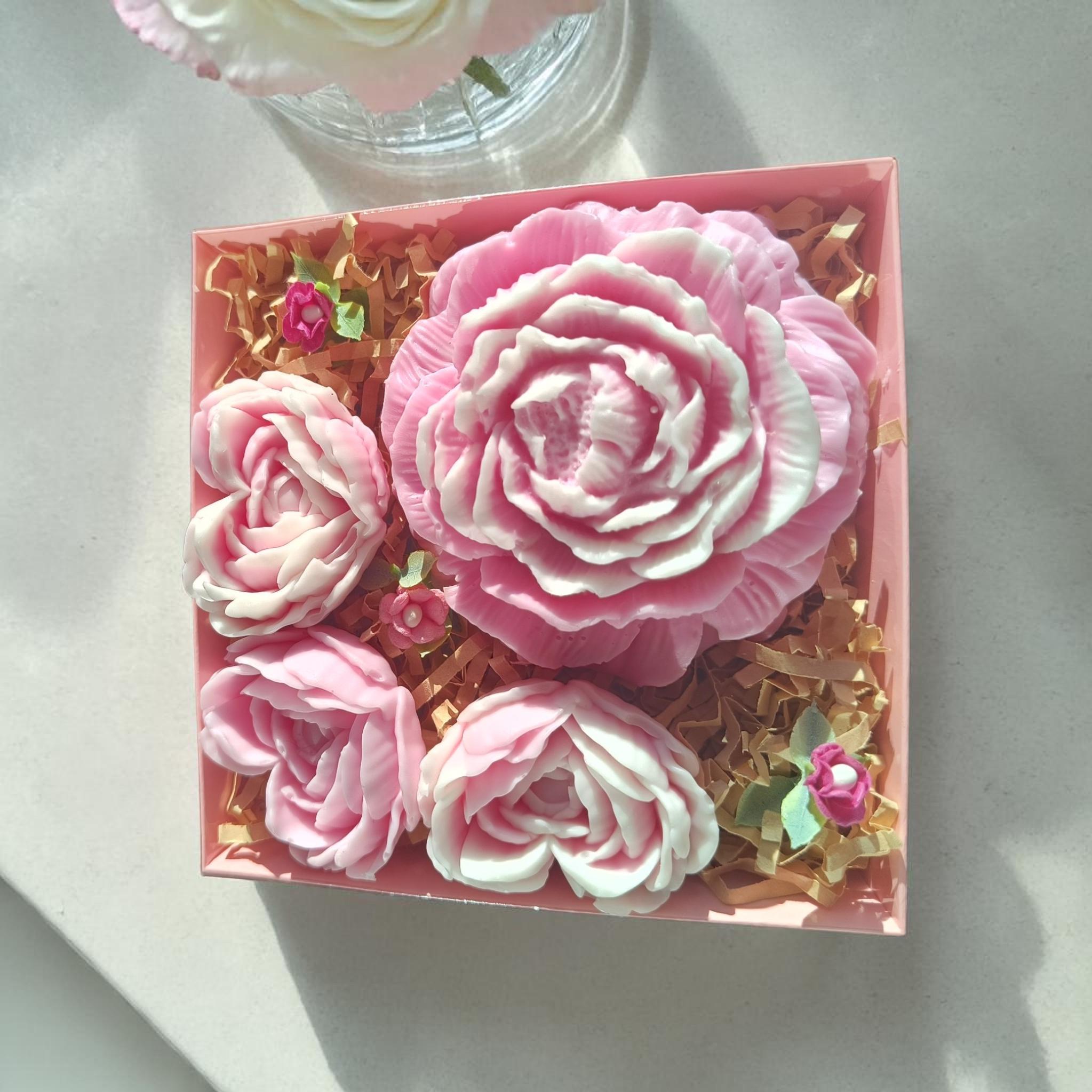 Handmade Floral Soap Gift Set, Goat Milk Luxury Spa Gift, Decorative Flower Soaps