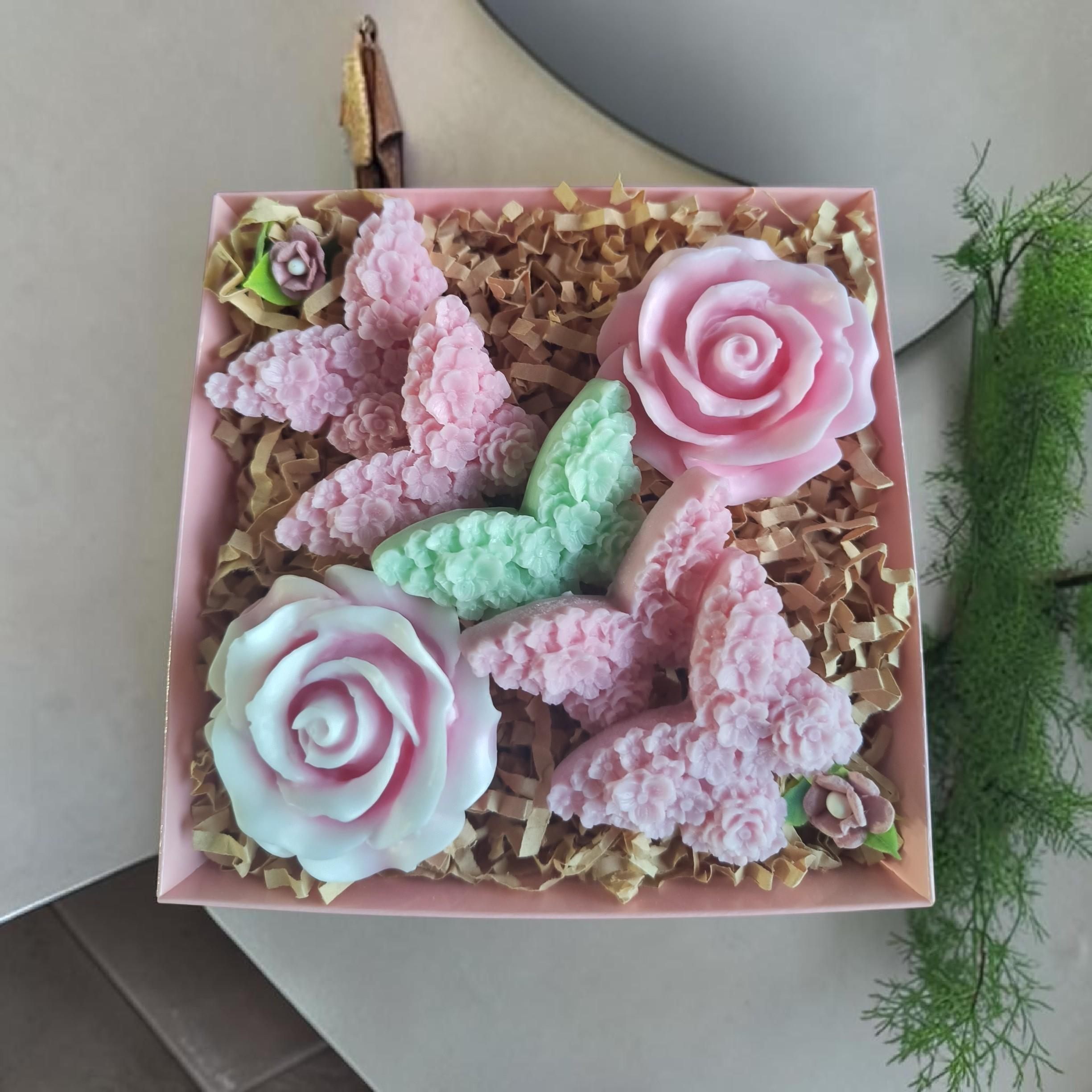 Handmade Floral Soap Gift Set, Goat Milk Luxury Spa Gift, Decorative Flower Soaps