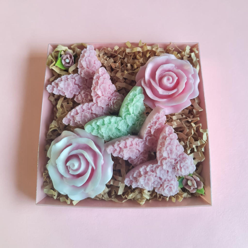 Handmade Floral Soap Gift Set, Goat Milk Luxury Spa Gift, Decorative Flower Soaps