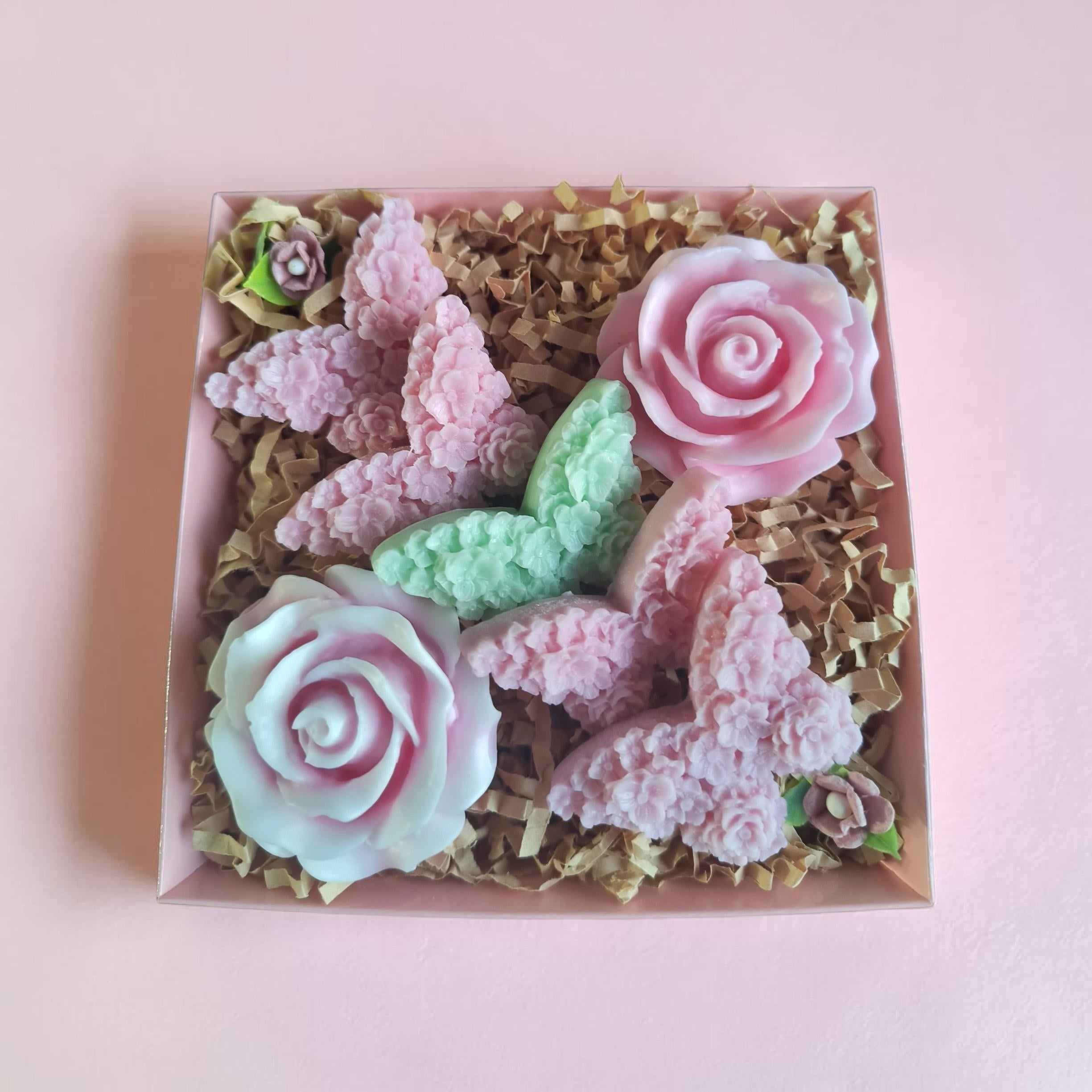 Handmade Floral Soap Gift Set, Goat Milk Luxury Spa Gift, Decorative Flower Soaps