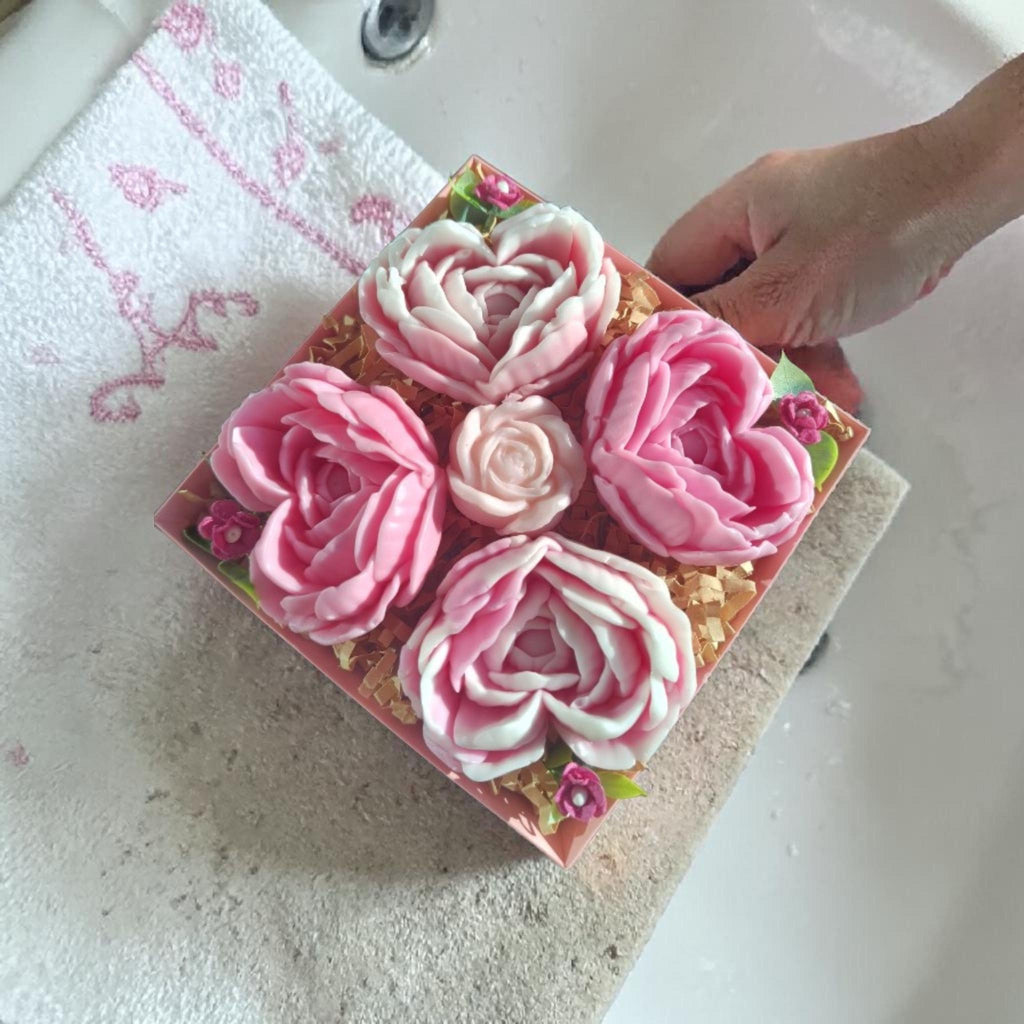 Handmade Floral Soap Gift Set, Goat Milk Luxury Soap Set, Decorative Flower Soaps