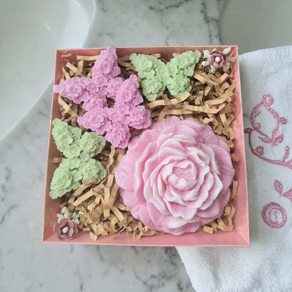 Handmade Floral Soap Gift Set, Goat Milk Luxury Spa soap, Decorative Flower and butterfly soaps