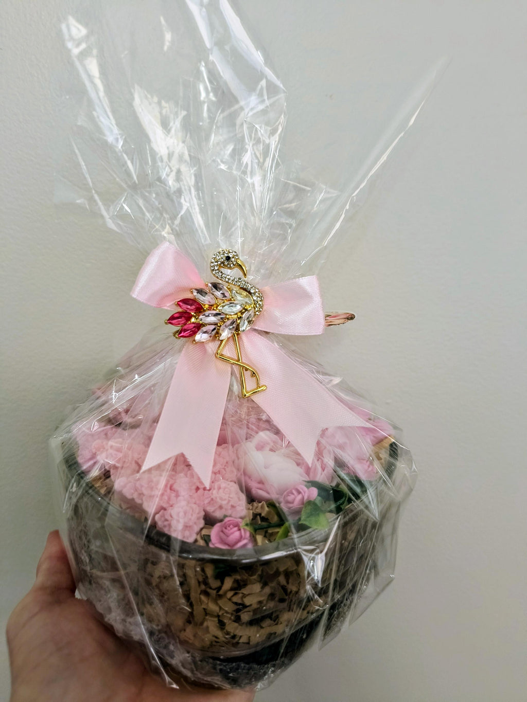 Blush Pink Floral Soap Gift in Heart Bowl, Handmade Flower Soap Arrangement, Luxury Gift, Bridal Shower Gift, Spa Gift for Her