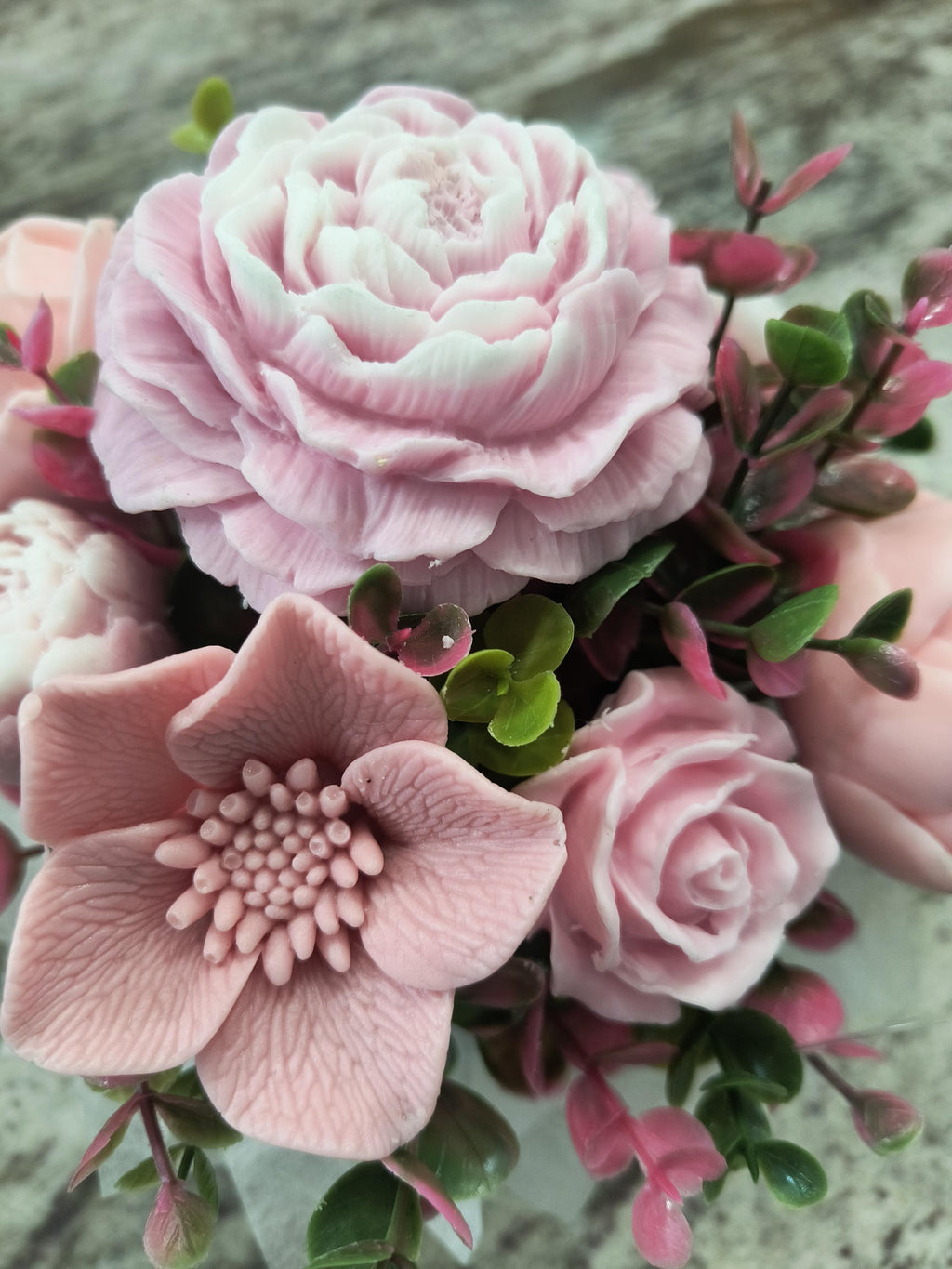 Blush Pink Soap Flower Bouquet Gift , Soap Arrangement, Handmade floral soap bouquet