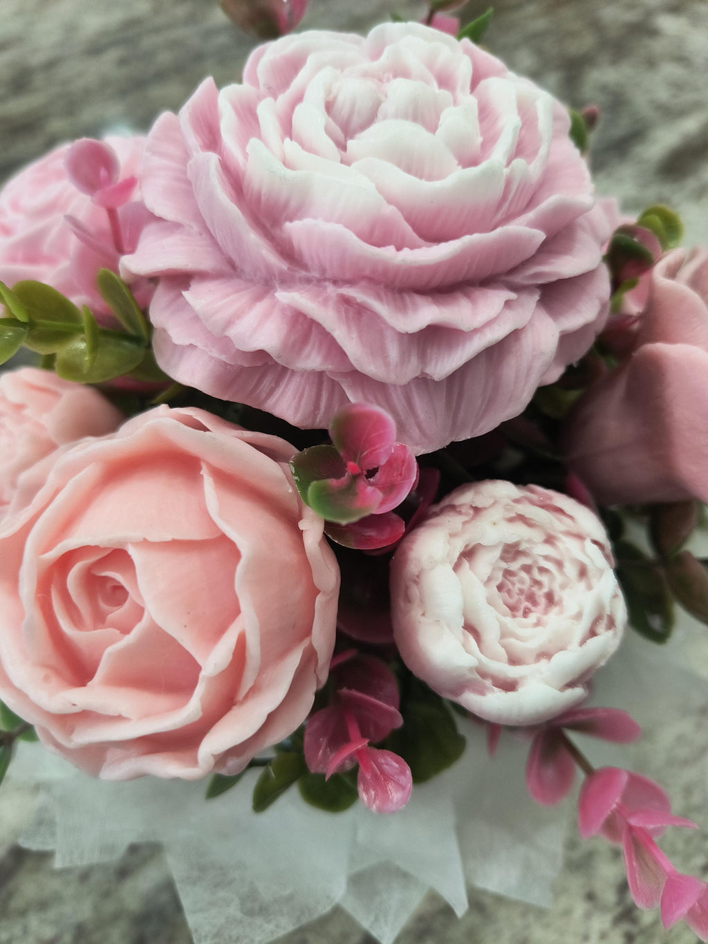 Blush Pink Soap Flower Bouquet Gift , Soap Arrangement, Handmade floral soap bouquet