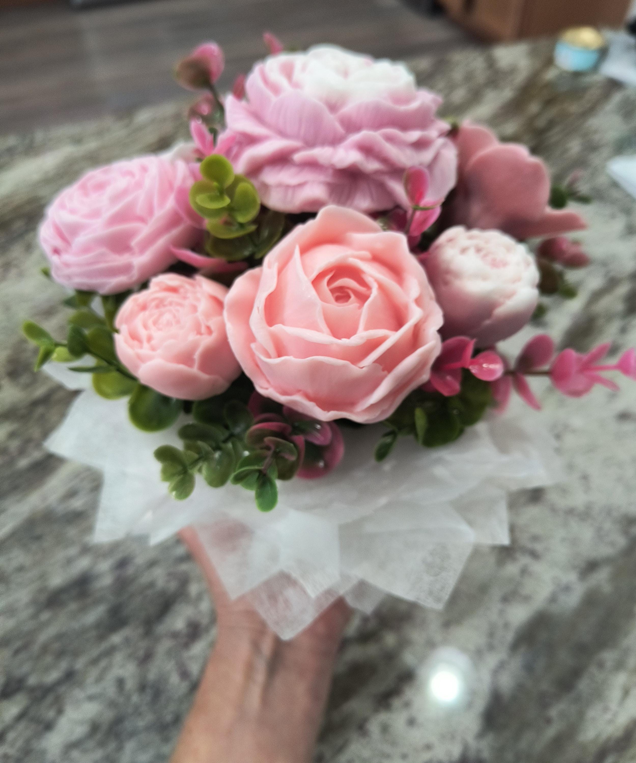 Blush Pink Soap Flower Bouquet Gift , Soap Arrangement, Handmade floral soap bouquet