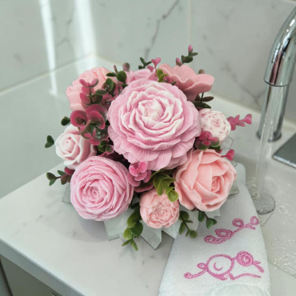 Blush Pink Soap Flower Bouquet Gift , Soap Arrangement, Handmade floral soap bouquet