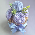 Lavender Soap Flower Arrangement in Acrylic Bowl, Handmade Floral Soap Gift, Bathroom Decor, Spa Gift for Her