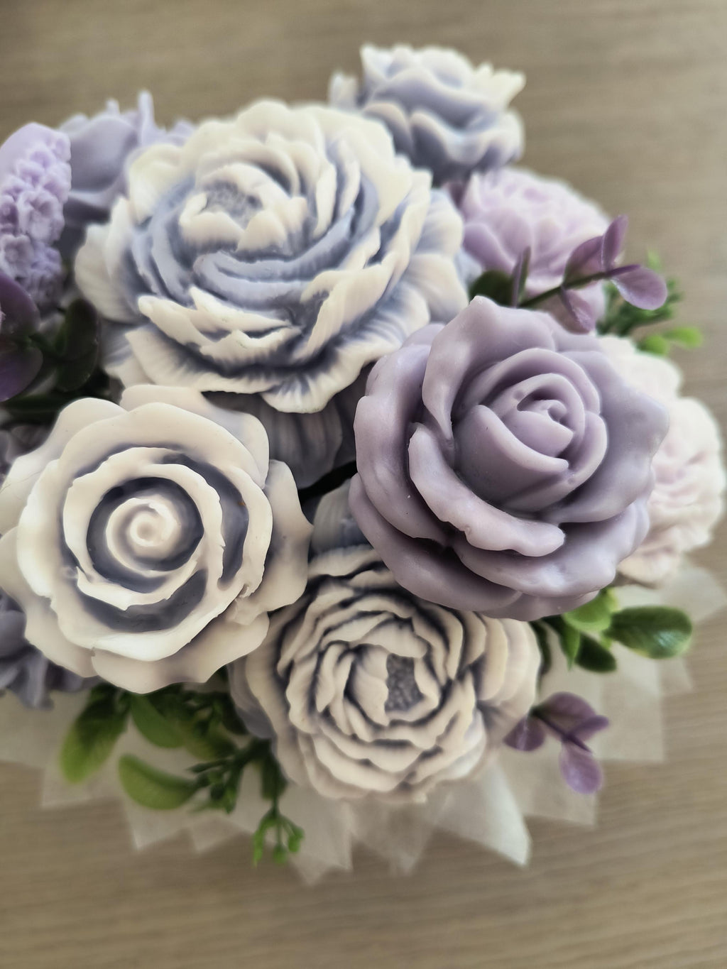 Lavender Soap Flower Bouquet, Handmade Floral Soap Gift, Purple Rose Peony Soap Arrangement, Soap bathroom Decor