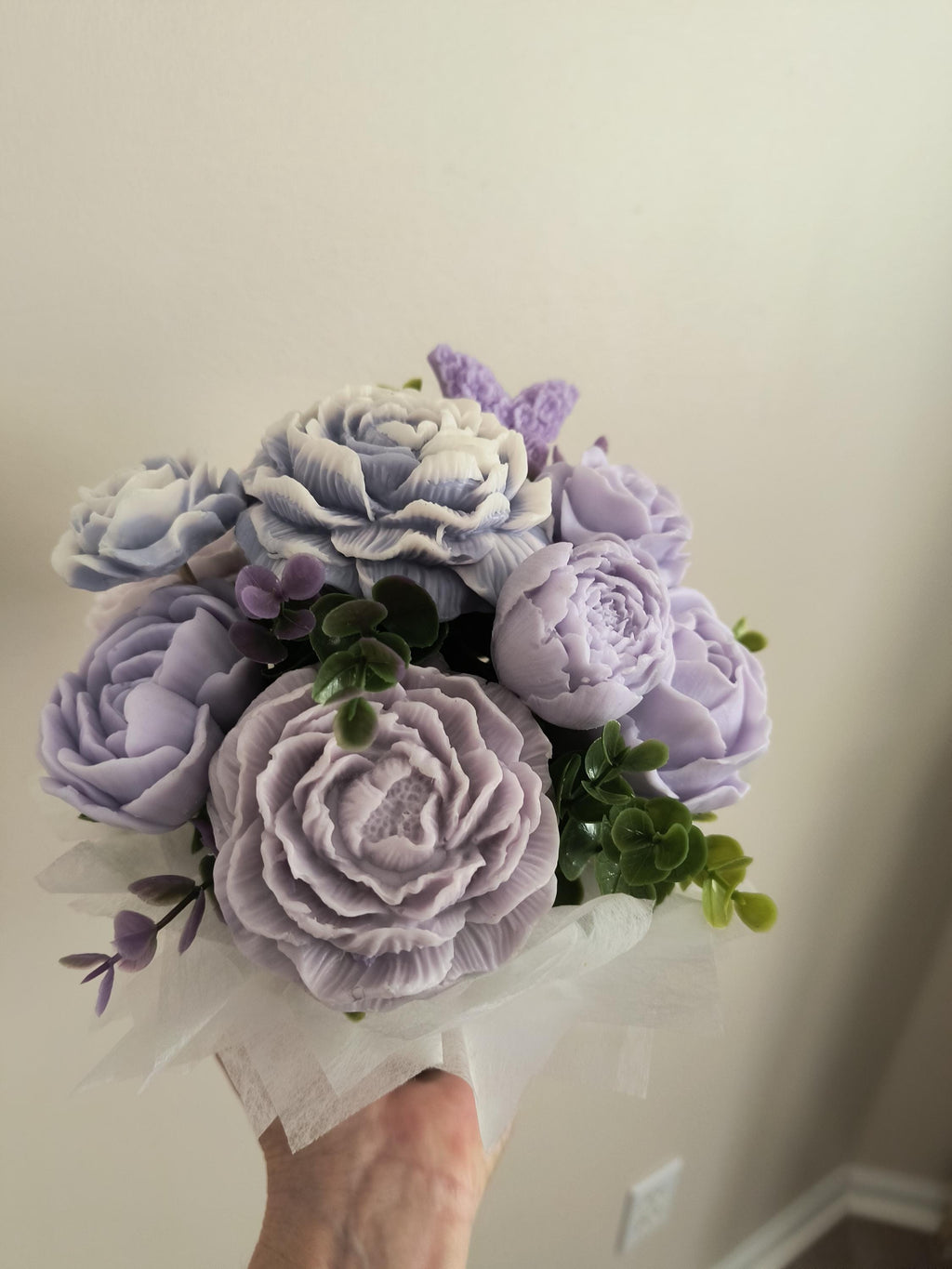 Lavender Soap Flower Bouquet, Handmade Floral Soap Gift, Purple Rose Peony Soap Arrangement, Soap Bouquet Gift