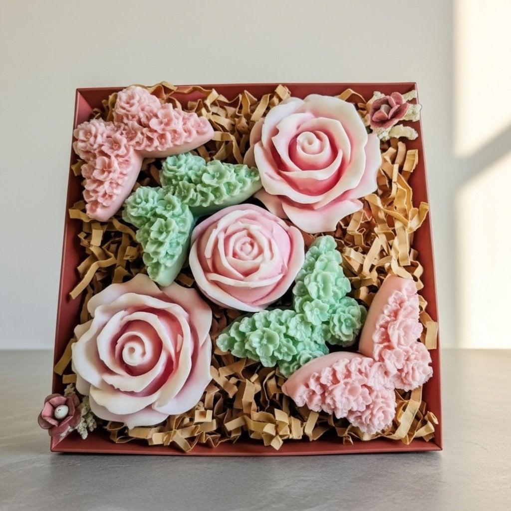 Handmade Floral Soap Gift Set, Goat Milk Luxury Spa Gift, Decorative Flower Soaps