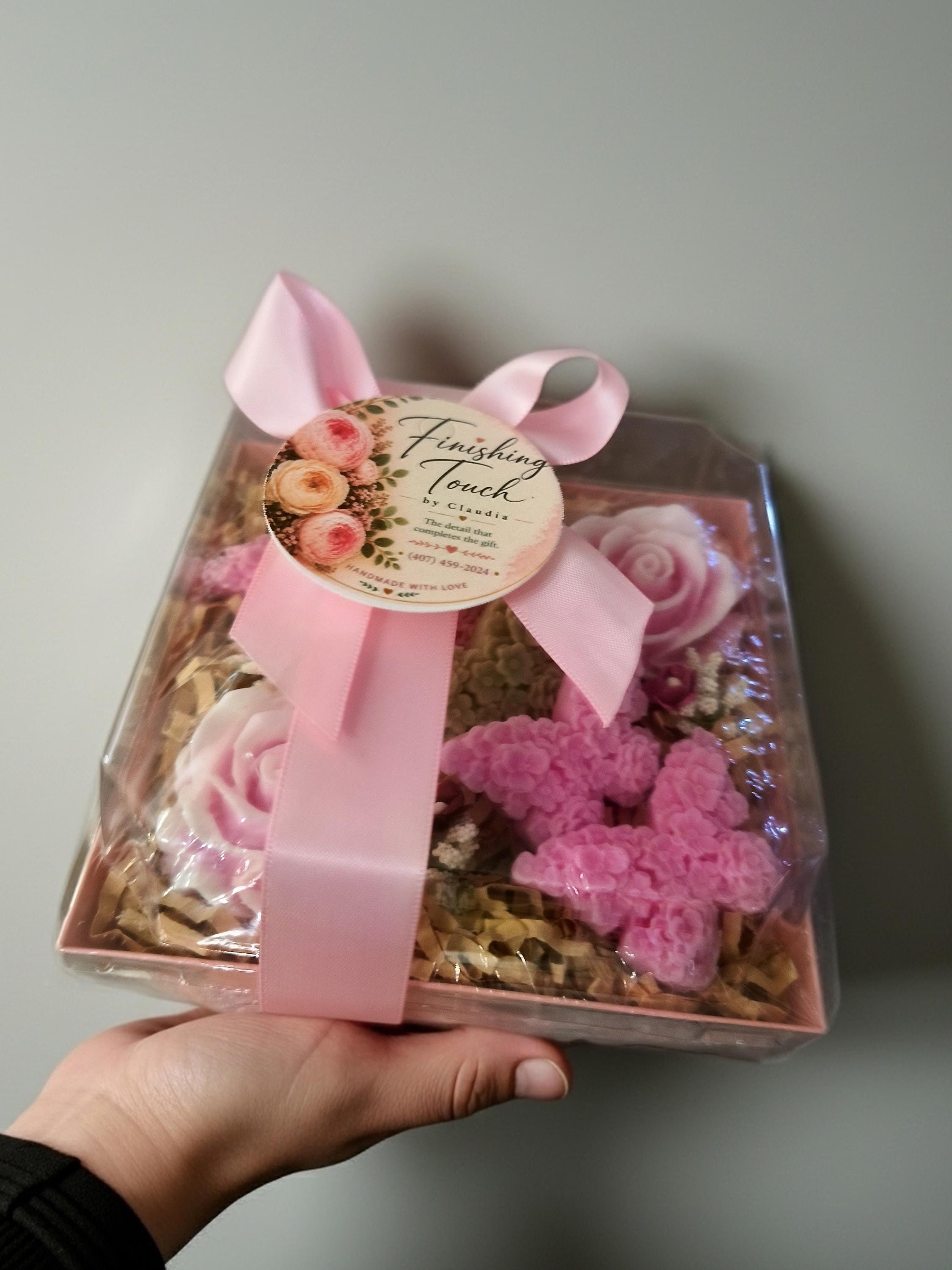 Handmade Floral Soap Gift Set, Goat Milk Luxury Spa Gift, Decorative Flower Soaps