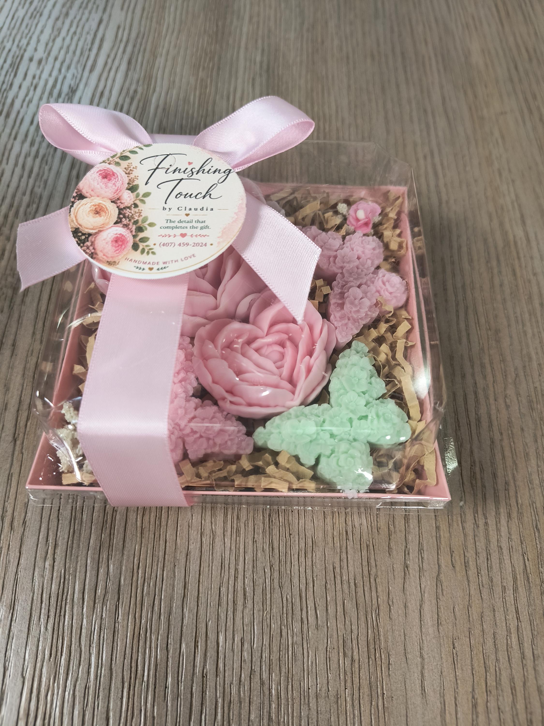 Handmade Floral Soap Gift Set, Goat Milk Luxury Spa Gift, Decorative Heat Soaps