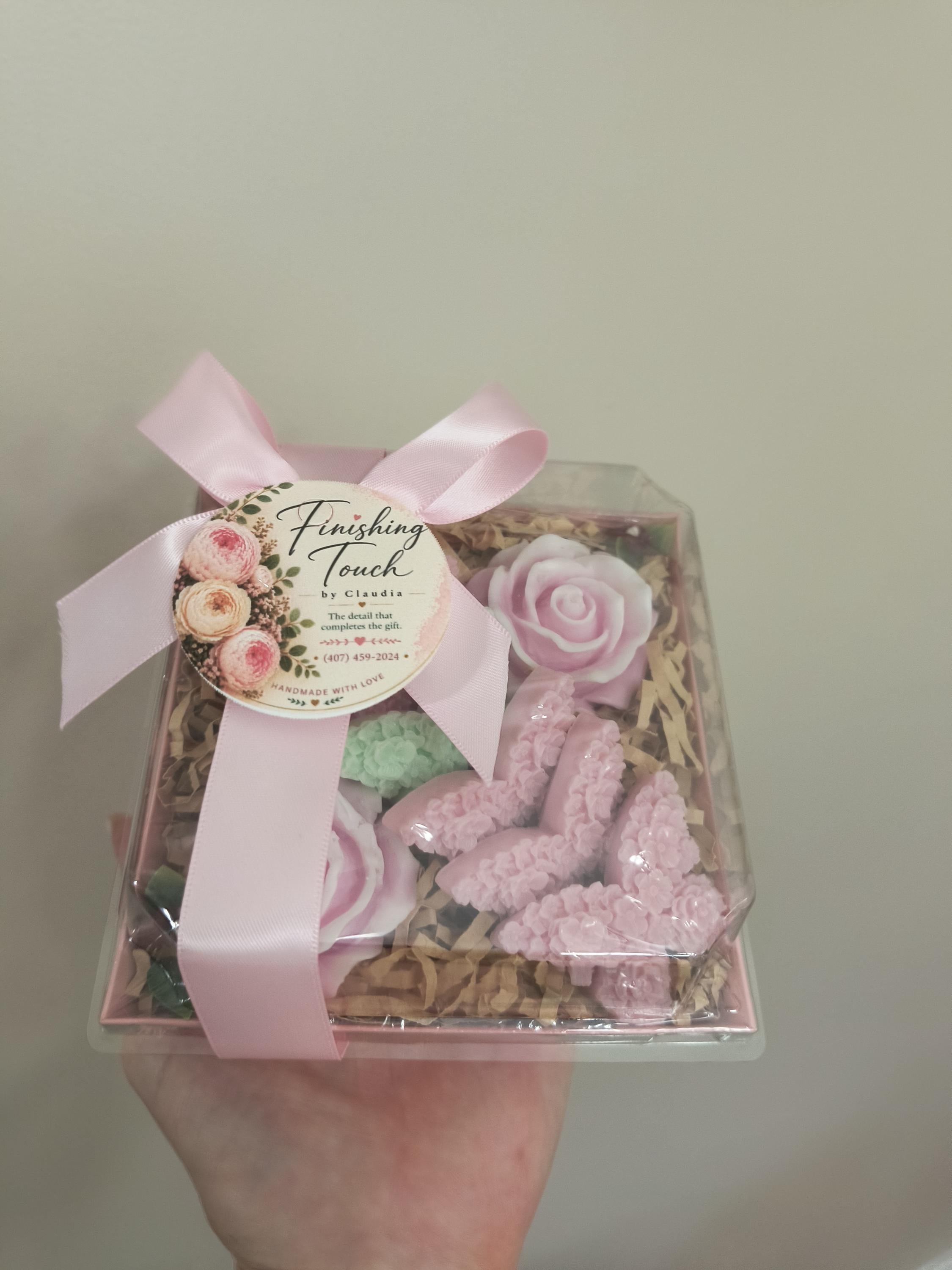 Handmade Floral Soap Gift Set, Goat Milk Luxury Spa Gift, Decorative Rose Butterfly Soaps