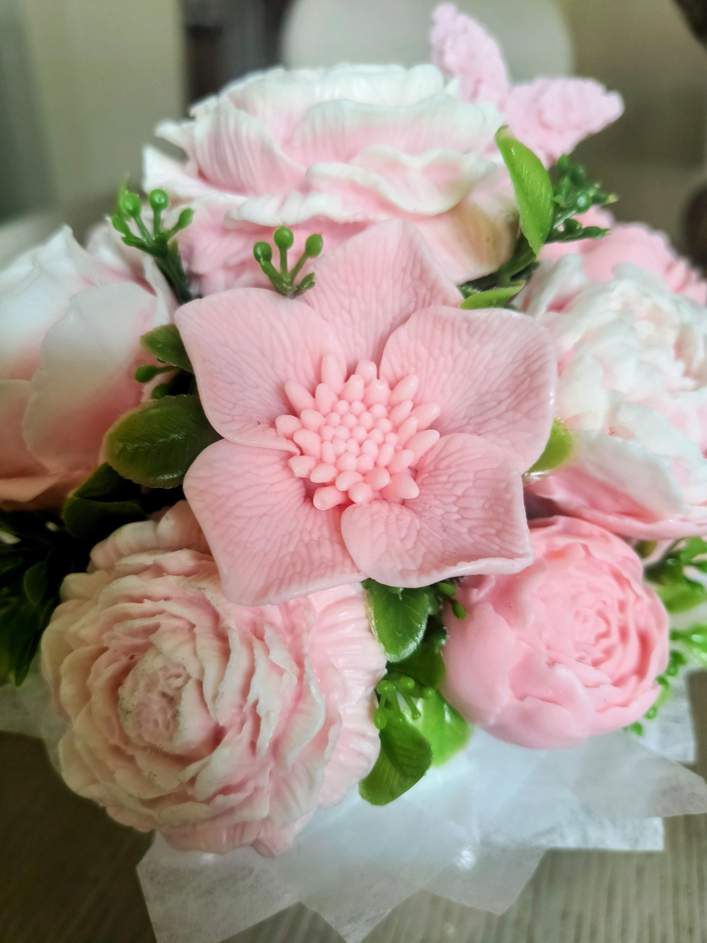 Blush Pink Soap Flower Bouquet – Handmade Soap Arrangement - Pink Soap Bouquet
