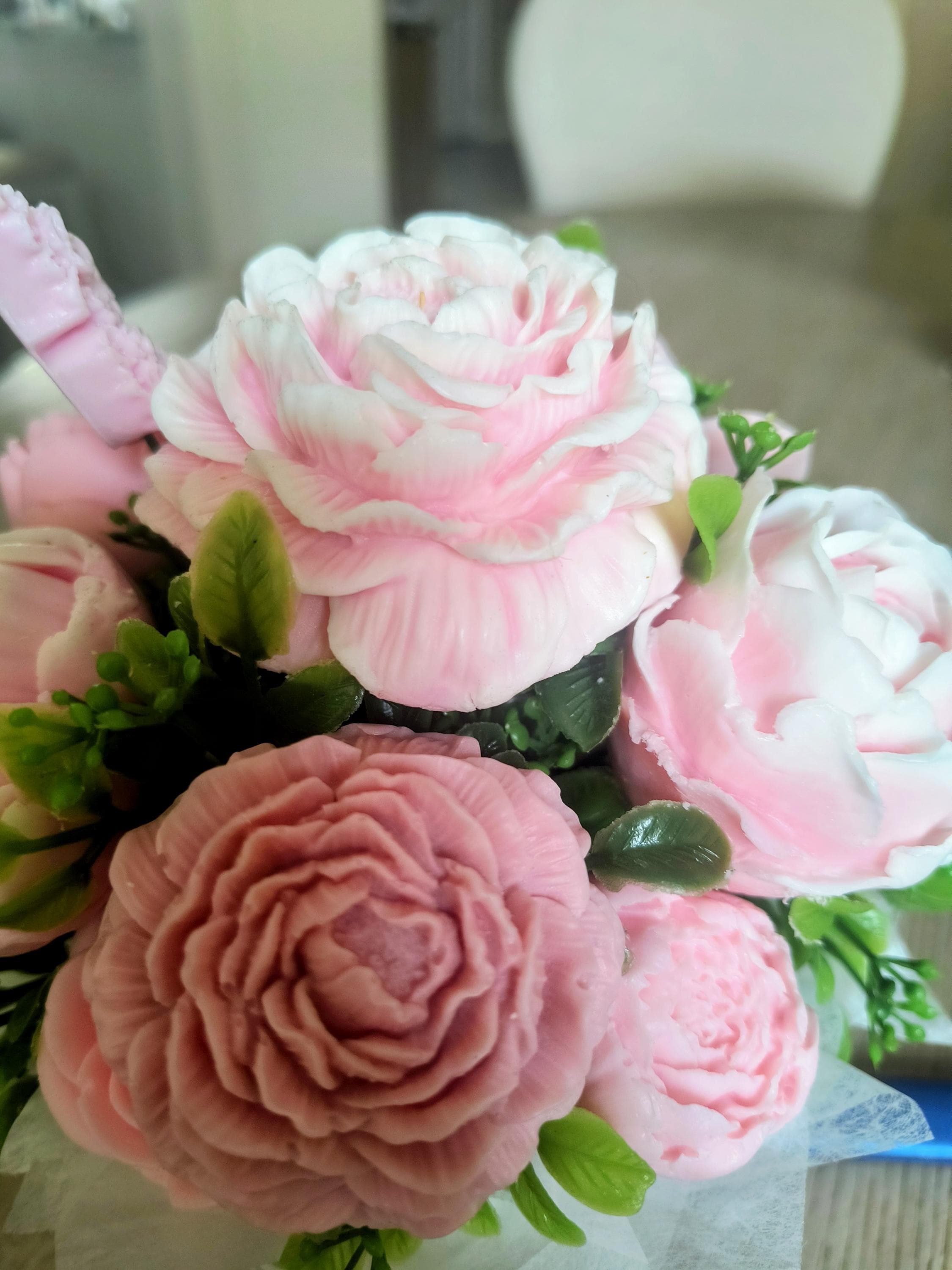 Blush Pink Soap Flower Bouquet – Handmade Soap Arrangement - Pink Soap Bouquet